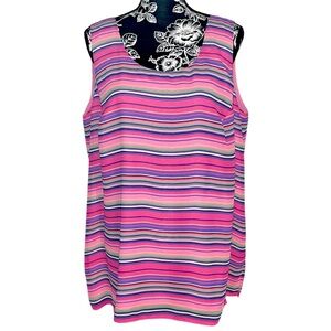 Vintage Kasper & Company ASL Sleeveless Striped Blouse Size 16W